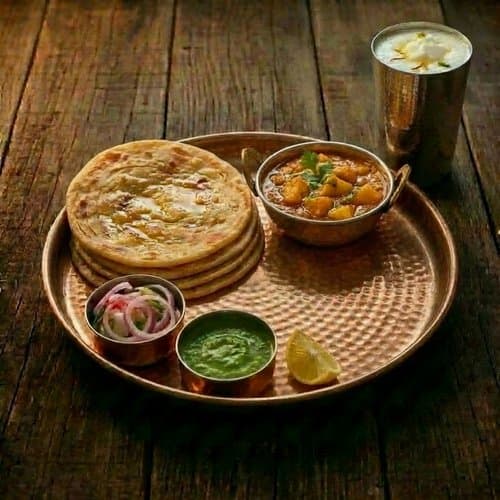 2 Plain Paratha with Aloo Sabji