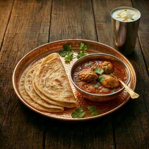 2 Plain Paratha with Chicken Curry
