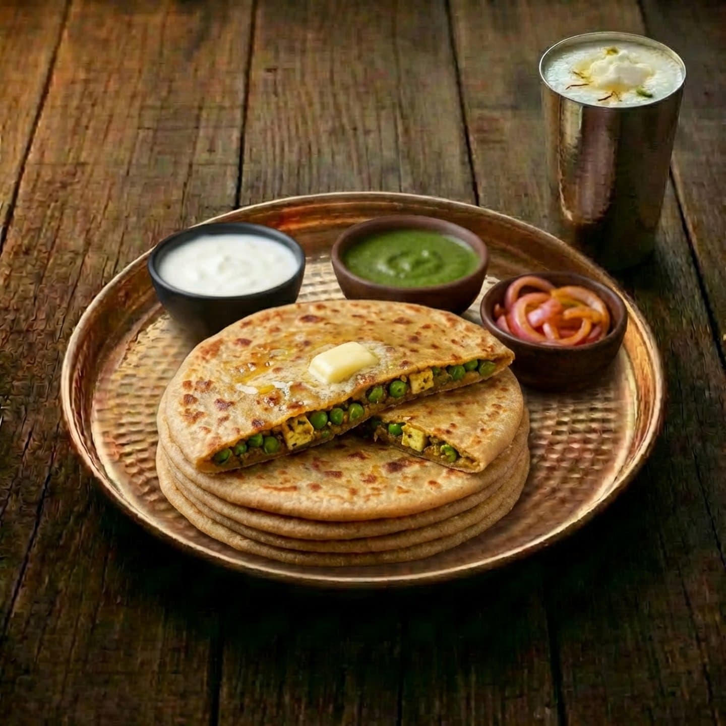 Crispy pyaaz paratha fresh and buttery